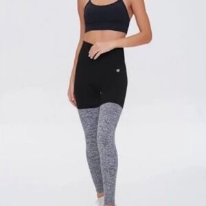 Forever 21 🆕 High Rise Seamless Leggings M Black Heather Grey Gray Alo Gymshark